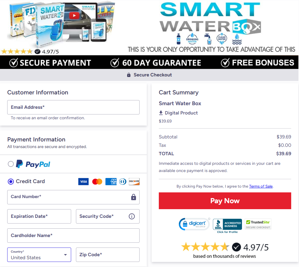 Smart Water Box - Checkout